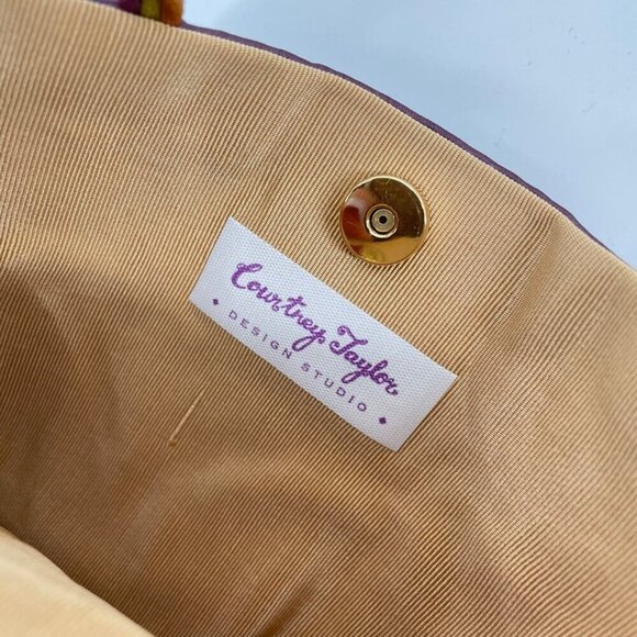 Courtney Taylor Satin Woven Acrylic Leaf Fall Art to Wear Mini Purse Satchel - Picture 7 of 8